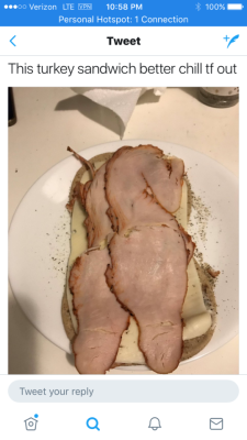 bigchiefatl:  spasianlove:  bigchiefatl:  Turkey sandwich trying to get ate for real  Lmfao 😂😂😂😂😂😂 Stop!!!  Lmao real talk it’s all laid out just like I like it😂