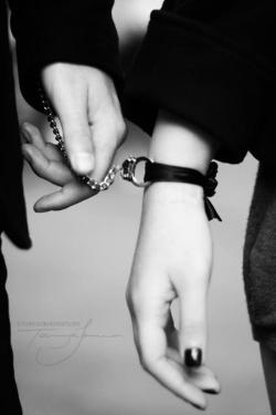 his-littlekitten:  “Let’s go for a walk.” He said. He smiled, it was soft and warming. She felt him wrap a black ribbon around her wrist slowly; her small, tiny wrist. Except, it wasn’t an ordinary ribbon. She looked down, gazing at the chain