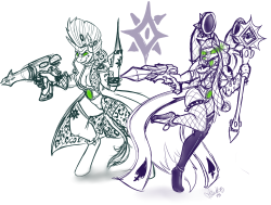 Skuttz and Aura in Harlequin troop uniforms~ D:&lt; Bad ass bitches!(It was fun doing something different~ :D ))