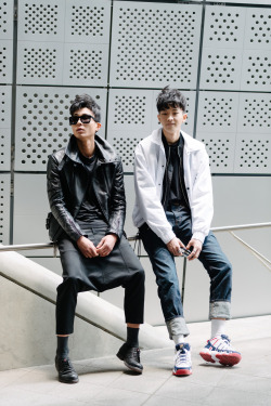 koreanmodel:  Street style: Kim Do Jin and Ahn Seung Jun shot by Alex Finch at Seoul Fashion Week Fall 2015   