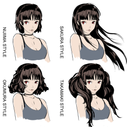 brinkofmemories:P5 girls with each others’ hairstyles!