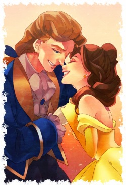 w4ltd1sney:  Belle and Beast / Prince Adam fanart credits: http://disneycastbr.blogspot.com.br/ 