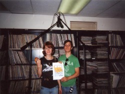 jennylewis:  spittle:  Old school Jenny and Blake at an Irvine radio station.   Geek out!!