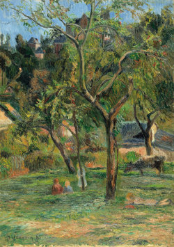 peira:  Paul Gauguin:  An Orchard under the Church of Bihorel (1884) via Museo Thyssen-Bornemisza 