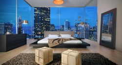 vjmodern:  Contemporary Worth Bed In Wenge Finish &amp; Sand Leather Headboard W/ Night Stands 