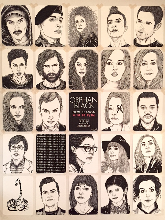 lcmorganart:  My orphanblack Season 3 Premiere Project video! Thank you obcrack for editing this beautifully! Thank you Clone Club, this was for you! Enjoy the rest of Season 3! Xx25 portraits, 79 hours, 33 Sharpies, 1 month, 37  cast, crew & network