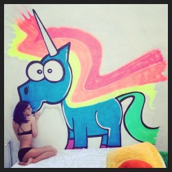 This is Eunice the Unicorn and she&rsquo;s very startled by my affections. #backyardfullofmurals