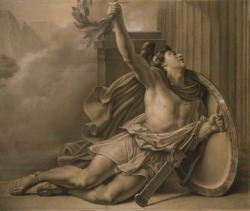 blastedheath:  Attributed to Jérôme-Martin Langlois, Philippides annoncant la victoire de Marathon. White and black chalk on paper, 61.5 x 72.3 mm. 