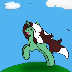 ask-peppermint-pattie:  The weather has been so nice lately, it’s nice to just get out and enjoy it. ***Whoops… I forgot the cutie mark… Pretend it’s there***  D'aww &lt;3 Cutie Pattie! ^w^