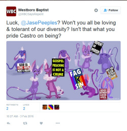 kikidoodle:  OH MY GOD GUYS!Westboro Baptist Church has edited my artwork and posted it to Twitter.So earlier this year a children’s book I worked on about acceptance in couples came out, Square Zair Pair.  The author, who is a gay man, was planning