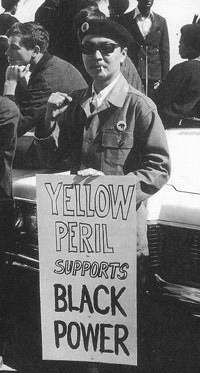 yellowxperil:  Left: Richard Aoki - Japanese-American member of the Oakland Chapter Black Panther Party &amp; AAPA (Asian American Political Alliance) - Free Huey Newton protest - Oakland, 1968 Right: Ara Kim - Korean-American member of Black Lives Matter