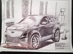 A little 45 min. pen drawing of a Cadillac XT5 