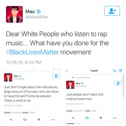 leanputa:  lovealissuhh:  artxculturexpics:  56blogsstillcrazy:  Mac Miller preaching  a white rapper who gets it the black community approves   His core white fans were pissed. I loved every moment of this.  just a lil fun fact, his gf is black(:  to