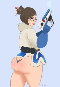 pinkrabbitdrawings:  finished version of mei! booty popping! i will make her available soon on my redbubble if you guys would want her as a sticker or phone accessories!