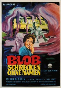 movieposteroftheday:  1960 German poster for THE BLOB (Irwin S. Yeaworth Jr., USA, 1958) Artist: unknown Poster source: KinoArt.net THE BLOB plays in 35mm this afternoon at the brand new Metrograph, New York’s coolest new movie theater. 