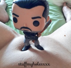 stuffmyholesxxx:  Negan Insertion!!I truly do love Negan from ‘The Walking Dead’ 😘 And although I’d love to have him fuck and stuff all my holes, I’d rather him not use Lucille 🤣 So here is my tribute to Negan 💋💕💋