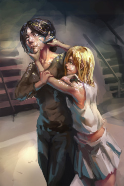 momtaku: Ymir was all primed to start her glitter-strewn march out the gym when the familiar pop of a marker cap sounded off, and cool fingers grasped at Ymir’s chin. A quick slash of felt dampened her cheek, followed by the rush of a warm body pressed