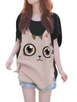 wickedclothes:  Cartoon Cat Shirt Show off your love for cats with this kitty print. Currently on sale for just ů.74 with FREE SHIPPING at Amazon!