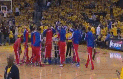 uncommittedtosparklemotion:  GIF: Clippers pre-game protest against Donald Sterling 