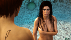 Lara Visiting Deadbolt on his beach island home. Note: There’s no real story involved with this despite the scenes. I did these mainly due to the fact that I found Lara’s VA and Face, Camilla Luddington, was in an nude/sex scene in the show Californicatio