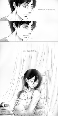 cang-ye-ji:  【Afternoon】Continue this art →”Eremika Fluff Week-Day 4: Family”Eren never thought he would marry that woman whom he saved in childhood,and form a family with her.Because Mikasa has always been his family.–just wish to see it,justp.s.