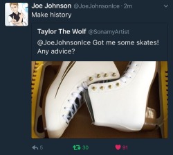 taymarican:  I asked Joe Johnson on Twitter if he had any advice when I got my new skates and he told me to go make history. 🙏🏻 Bless this man.