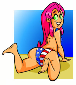 dacommissioner2k15:  4th of July Jam 2015: Stars And Bums (colors)COMMISSIONED ARTWORK done by: lookatthatbuttyoConcept and idea: me——————————A 2nd pinup that I had commissioned for my 4th of July Jam: 2015 4TH OF JULY JAMStarfire