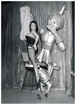 burleskateer:  Caprice Posing on stage at the ‘El Rancho’ nightclub; in Los Angeles, California.. 