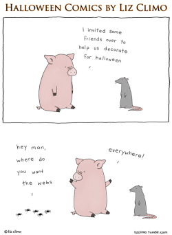 lizclimo:  Thanks, Tastefully Offensive! Have a safe and happy Halloween everyone!!   tastefullyoffensive:  Check out more of Liz’s cute and hilarious comics on her website and buy her new book, which has 50 never-before-seen comics. 
