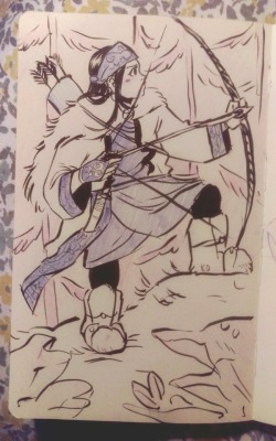 kieranquigley:  the flu has been kicking my ass this week so I haven’t done much art, but here’s a little asirpa I did at work cuz I just caught up on golden kamuy~