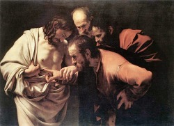 Caravaggio (Michelangelo Merisi called il Caravaggio; Milano 1571 - Porto Ercole 1610); L'incredulità di San Tommaso (The incredulity of St. Thomas), c. 1600-01; oil on canvas, 146 x 107 cm; Bildergalerie, Potsdam