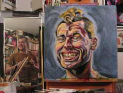 Latest version of my self portrait progress.  18&quot;x18&quot; acrylic on canvas.  Newest at the top