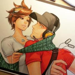 omar-dogan:#tracer avec le #tf2scout.  Thanks for all the support guys! If you want to see more of this ship smash that like button,  share it,  or draw your own fan art and tag me ! I’d love to see it! #tracerxscout #blizzardblacklist . Want to support