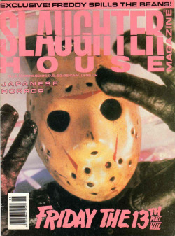 hrbloodengutz12: Jason Voorhees  (Kane Hodder) on the cover of Slaughter House magazine.
