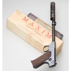 gunfanatics:  1920s Maxim silencer next to its mailing tube. It retailed for about ū and could be shipped directly to the purchaser by mail.  Some history on silencers. American inventor Hiram Percy Maxim, the son of Maxim gun inventor Hiram Stevens