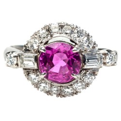 thepracticalgemologist:  1950s Pink Sapphire Diamond Ring. Currently