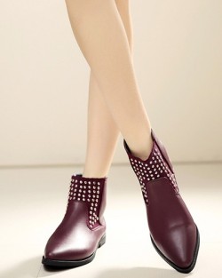 the-fashion-alba:Red Point Toe Rockstud Ankle Boot