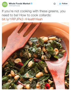 oneoakdutch:  ctron164:  letmeprosper:  micdotcom:  Whole Foods tweeted about collard greens — and Twitter wasn’t pleased On Thursday, Whole Foods suggested to its almost 5 million followers they start cooking collard greens, with a puzzling image