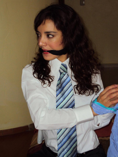 nowheretohide14:Business girls with ties bound and gagged. set #4