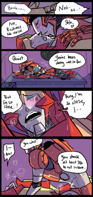 schandbringer:  I’m disgusting, and heavily breathing robots give me life. I know robots don’t need to breath, but that’s hardly the biggest nonsense in this comic. I love Rungimus, I really do, it’s definitely one of my favorite Rung-pairings.