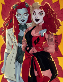evansvictoria:  Harley Quinn and Poison Ivy painting I’ve been working for a bit. 