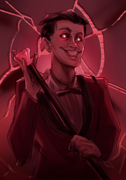 cyanacity:  i was originally gonna make art of damien and celine but then i thought everybody else is drawing them anyway, so i just went and (messily) made art for this surprisingly terrifying demon man. i think he’s neat.