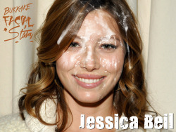 facialstars:  Jessica Beil bukkake cum facial fake 