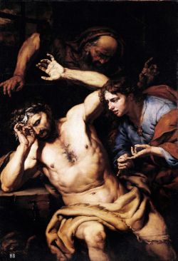 hadrian6:  Joseph interprets the dreams of Pharaoh’s Baker. 1665-70. Giovanni Battista Langetti. Italian. 1625-1676. oil /canvas. http://hadrian6.tumblr.com 