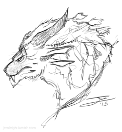 jemleigh:  super quick super rough sketch of my new charr elementalist on gw2 c: and ive remade my gw2-only blog!