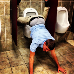 bromancing-the-stone:  azzfetish:  idgafwhawha:  oh shit, twerk it!  white boi got cake  His face says NO but his ass says YES.  Brotip: How to pee with an erection.