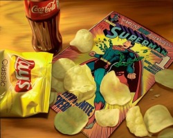 mortality-sucks:  silentgiantla:  Artist Paints Hyper-Realistic Art That Feature Old-School Snacks And Comics Florida-based artist Doug Bloodworth is a photorealist painter whose works are influenced by American western classics.  His oil paintings are