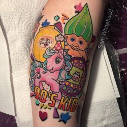 tattoosnob:  90’s Kid tattoo by @samwhiteheadtattoos at Blind Eye Tattoo Company in Leeds, U.K. #samwhiteheadtattoos #samwhitehead #leeds #uk #unitedkingdom #90s #90skid #mylittlepony #mylittleponytattoo #troll #trolldoll #trolltattoo #trolldolltattoo
