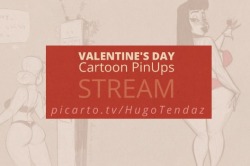 I’m live on Picarto - https://picarto.tv/HugoTendazLet’s do some Valentine’s Day pin ups :)Newgrounds Twitter DeviantArt  Youtube Picarto 