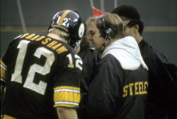 oldschoolfootball:  Terry Bradshaw &amp; Chuck Noll of the Pittsburgh Steelers